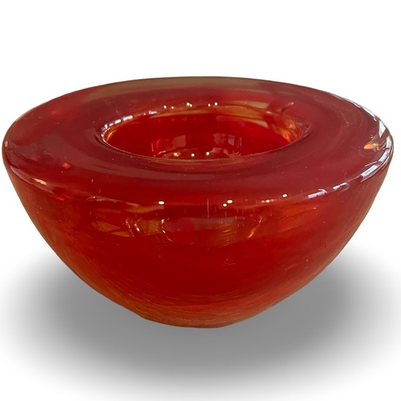 Kosta Boda Other - Kosta Boda Sweden Red Swirl Atoll Votive Candle Holder - Anna Ehrner